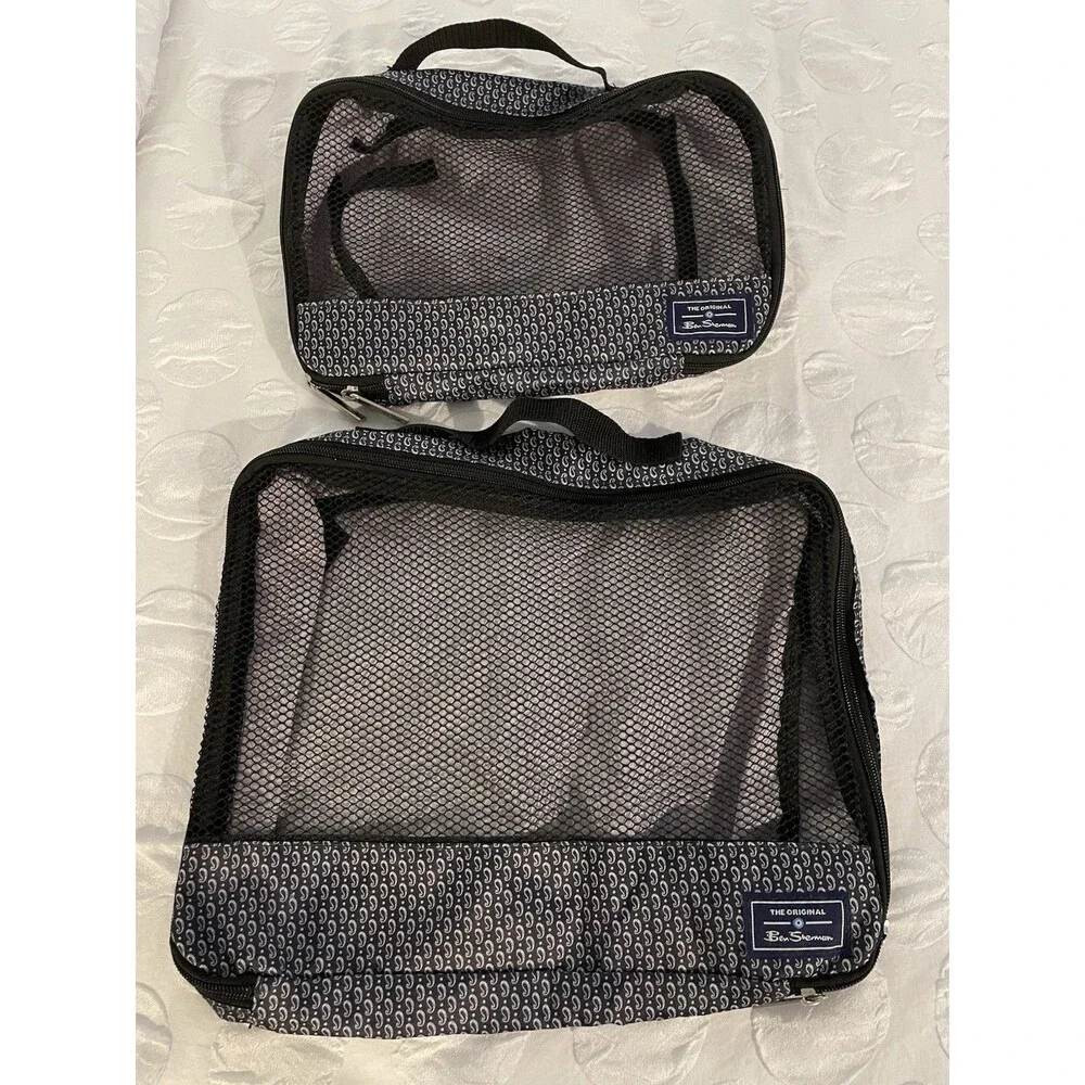 The Original Ben Sherman Travel Packing Cubes Mesh Organizer Bag Set 2 Pc